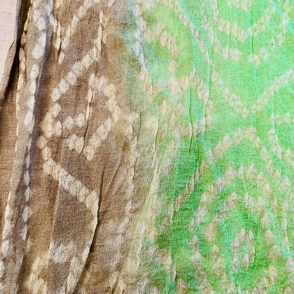 Grey and green silky scarf shawl wrap